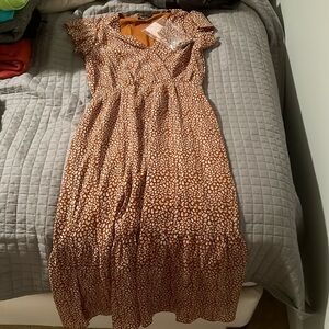 Ruffle sleeve v neck front maxi dress